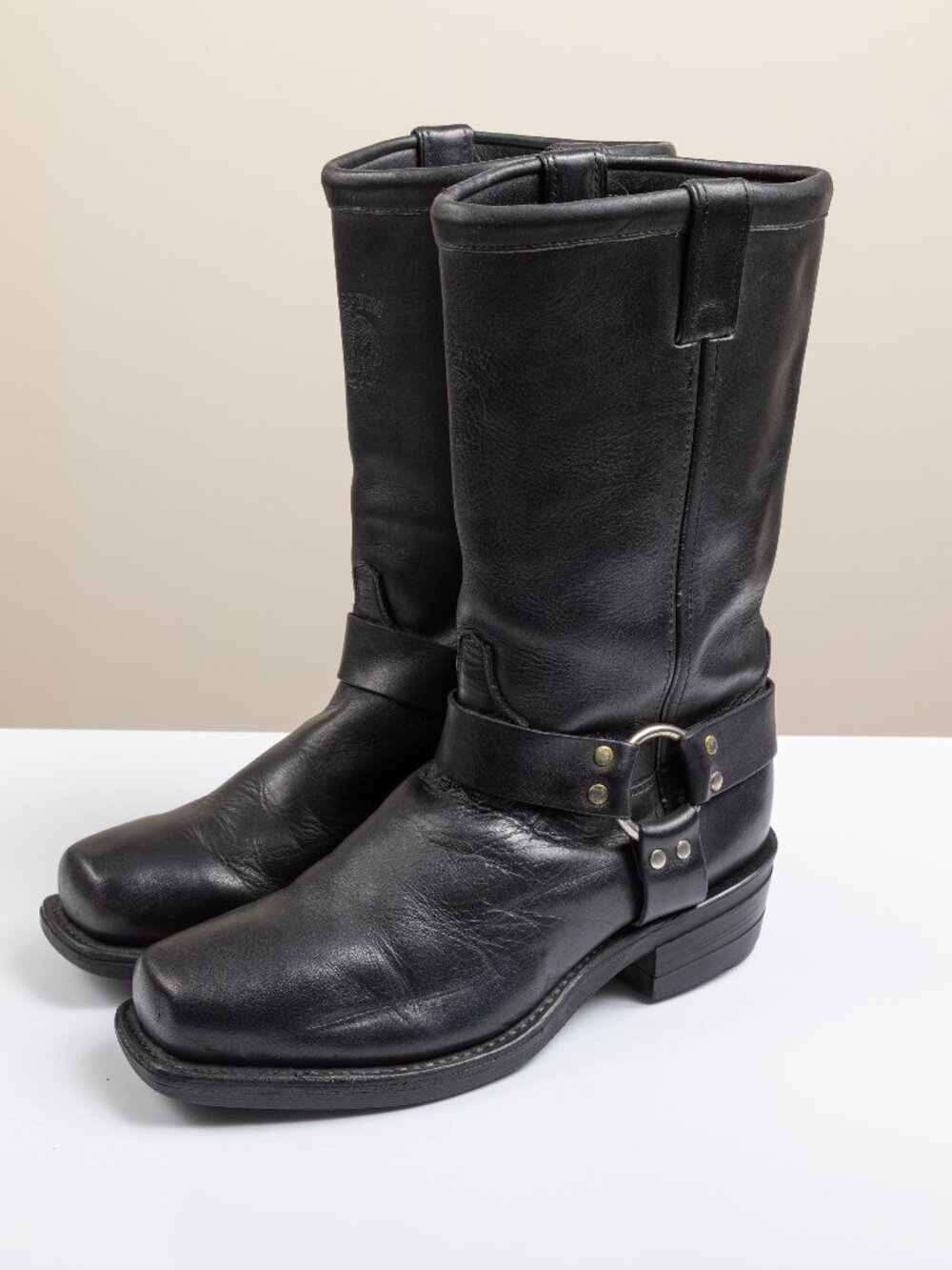 vtg Y2k Chippewa 27868 Harness Biker Boots Mens 9.5 EE Black Leather USA Vibrim